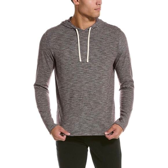 VINCE SLUB STRIPE POPOVER CASUAL HOODIE‎ SWEATSHIRT IN GRAY NWT MEN'S SIZE XL - Picture 1 of 16